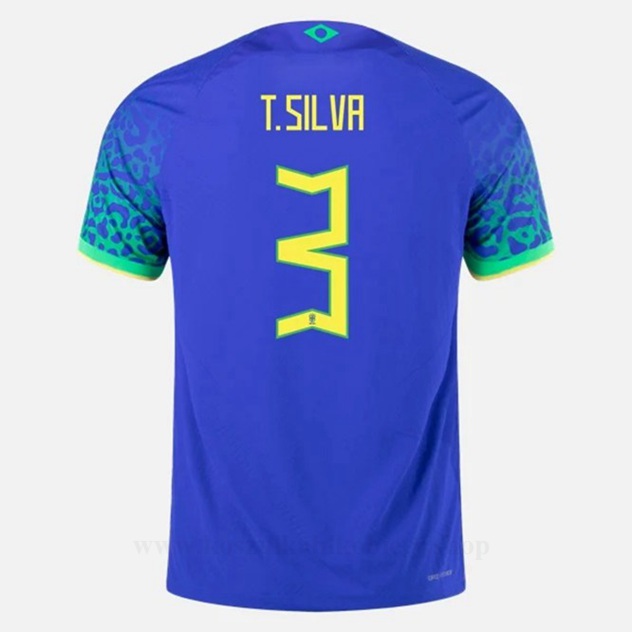 Tanie Koszulki Piłkarskie Brazylia Puchar Świata 2022 T SILVA #3 Wyjazdowa