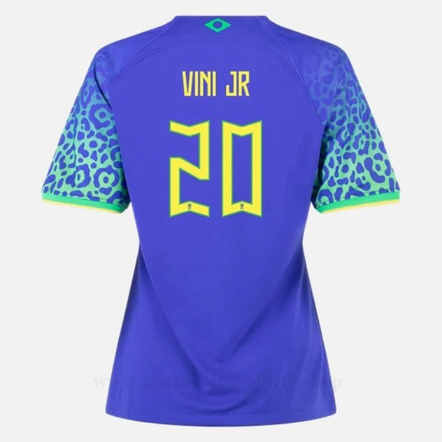 Tanie Koszulki Piłkarskie Brazylia Puchar Świata 2022 VINI JR #20 Kobiety Wyjazdowa