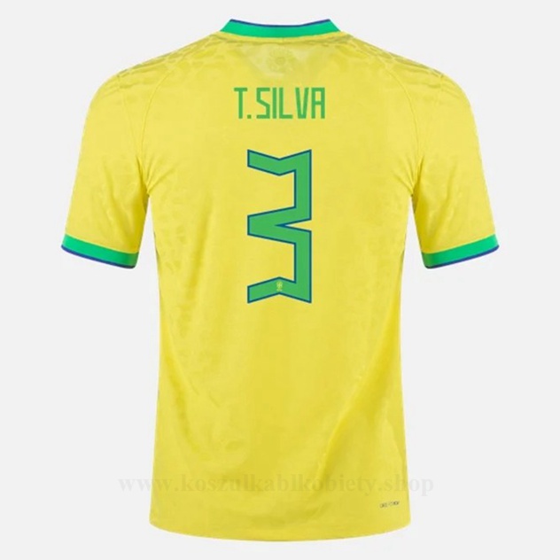 Tanie Koszulki Piłkarskie Brazylia Puchar Świata 2022 T SILVA #3 Domowa