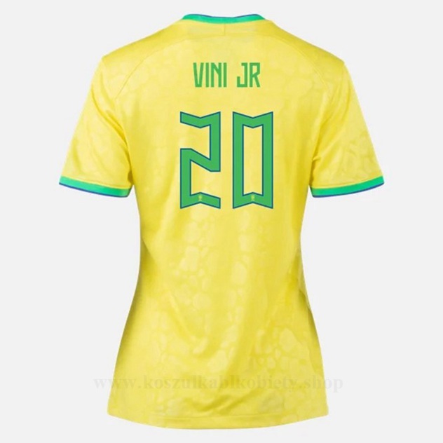 Tanie Koszulki Piłkarskie Brazylia Puchar Świata 2022 VINI JR #20 Kobiety Domowa